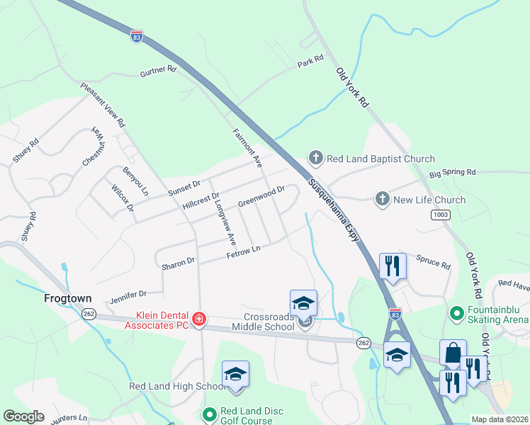 map of restaurants, bars, coffee shops, grocery stores, and more near 407 Hillside Avenue in New Cumberland