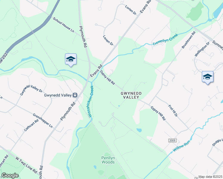map of restaurants, bars, coffee shops, grocery stores, and more near 1336 Gypsy Hill Road in Gwynedd Valley