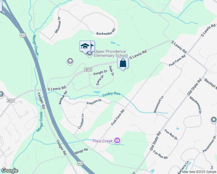 map of restaurants, bars, coffee shops, grocery stores, and more near 23 Dale Road in Royersford