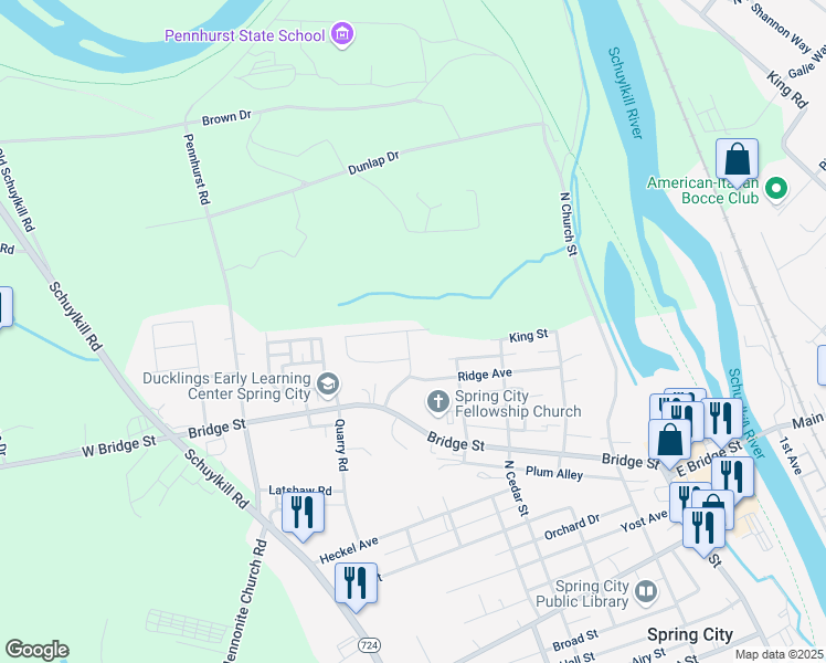 map of restaurants, bars, coffee shops, grocery stores, and more near 70 Kathryn Lane in Spring City
