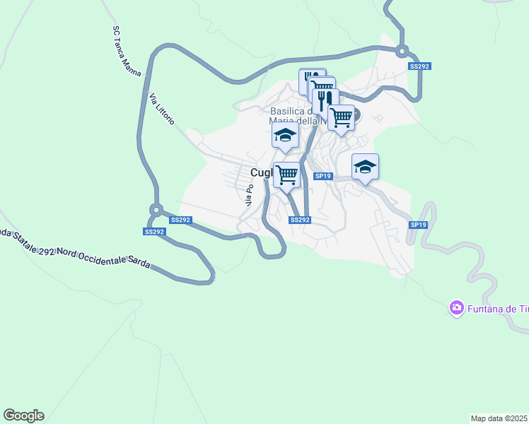 map of restaurants, bars, coffee shops, grocery stores, and more near 185 Corso Umberto Iᵒ in Cuglieri