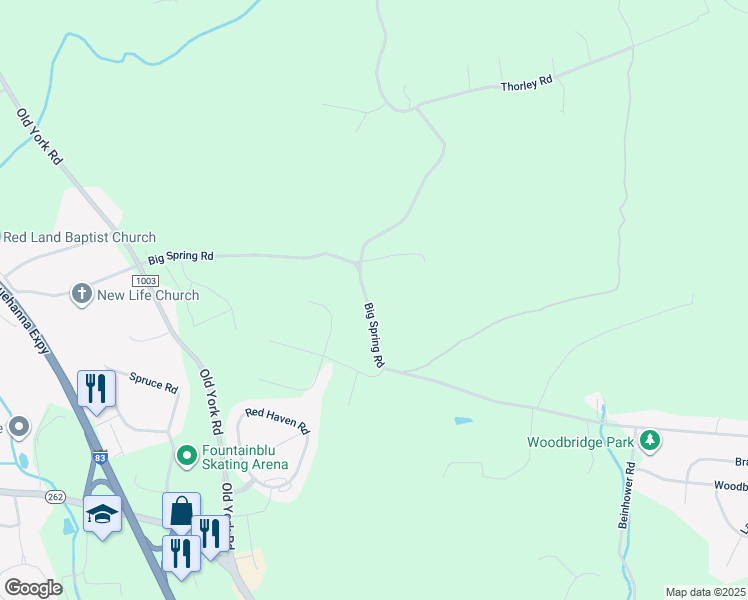 map of restaurants, bars, coffee shops, grocery stores, and more near 429 Big Spring Road in New Cumberland