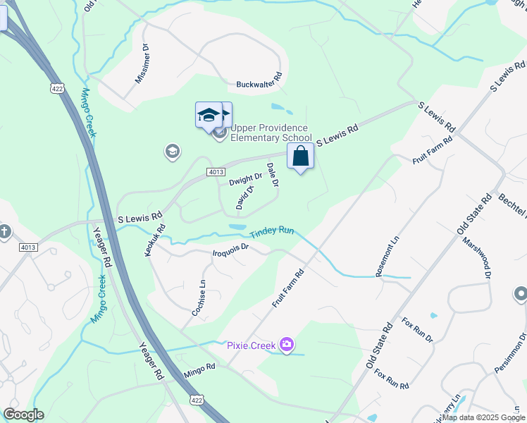 map of restaurants, bars, coffee shops, grocery stores, and more near 23 Dale Road in Royersford