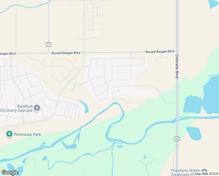 map of restaurants, bars, coffee shops, grocery stores, and more near 12656 Waterside Lane in Weld County