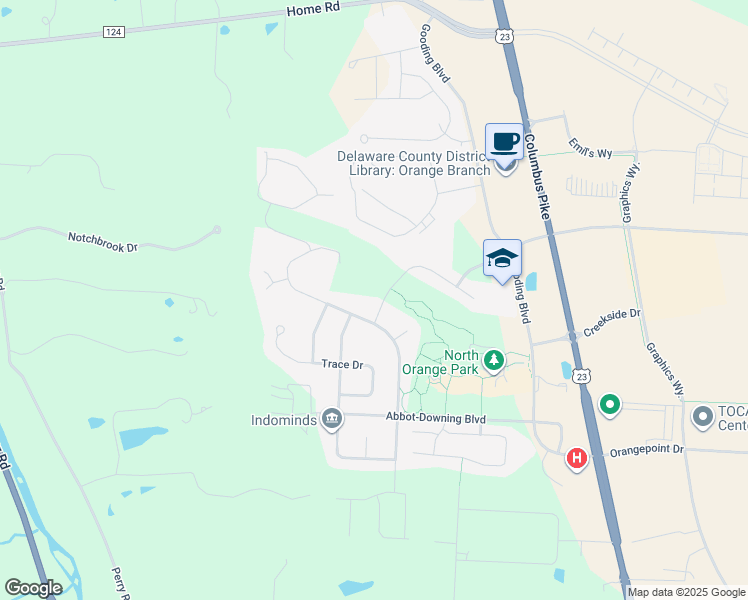 map of restaurants, bars, coffee shops, grocery stores, and more near 7460 Harness Way in Delaware