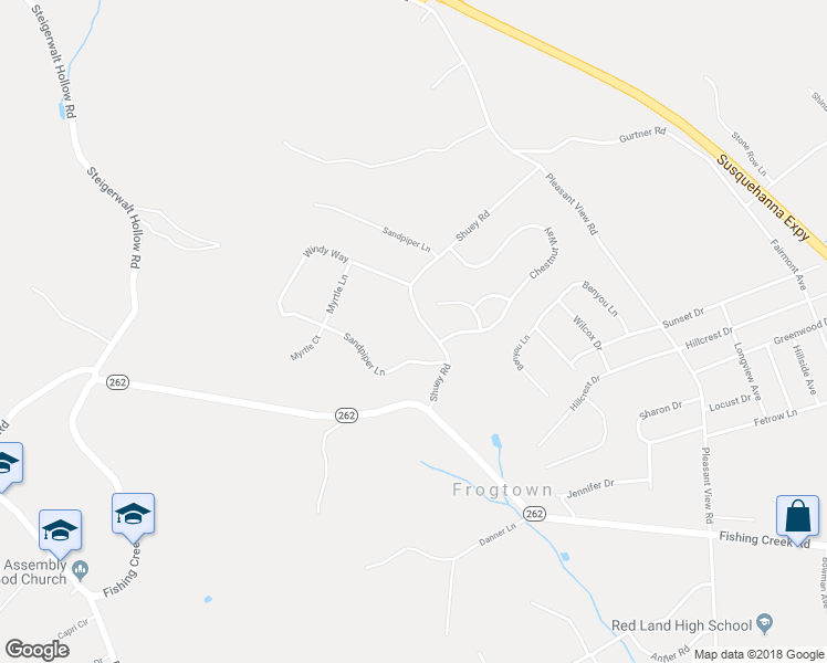 map of restaurants, bars, coffee shops, grocery stores, and more near 331 Shuey Road in New Cumberland