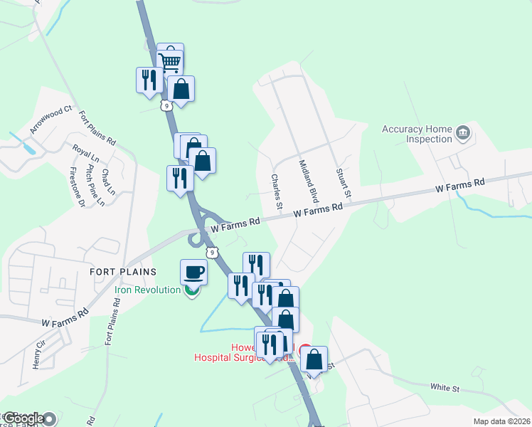 map of restaurants, bars, coffee shops, grocery stores, and more near 906 West Farms Road in Howell Township