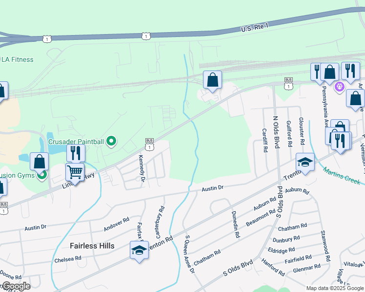 map of restaurants, bars, coffee shops, grocery stores, and more near 401 Reagan Drive in Fairless Hills