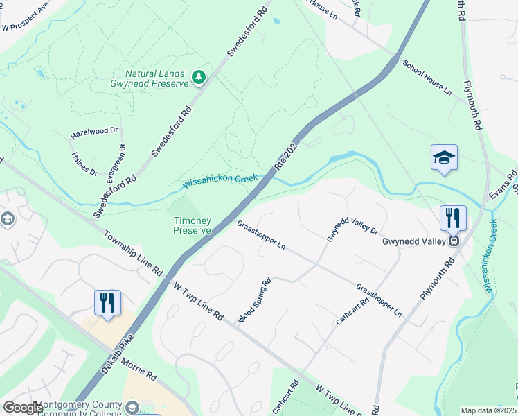 map of restaurants, bars, coffee shops, grocery stores, and more near 1629 Grasshopper Lane in Montgomery County
