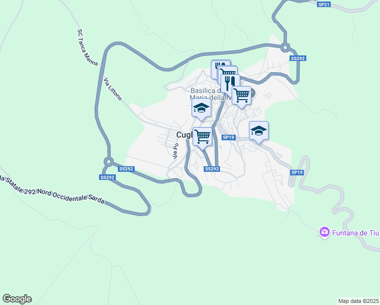 map of restaurants, bars, coffee shops, grocery stores, and more near 185 Corso Umberto Iᵒ in Cuglieri