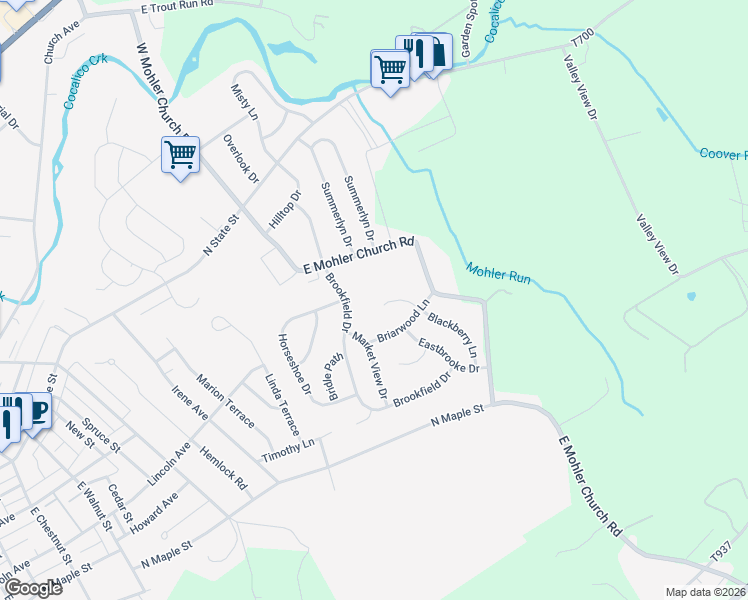 map of restaurants, bars, coffee shops, grocery stores, and more near 79 Blackberry Ln in Ephrata