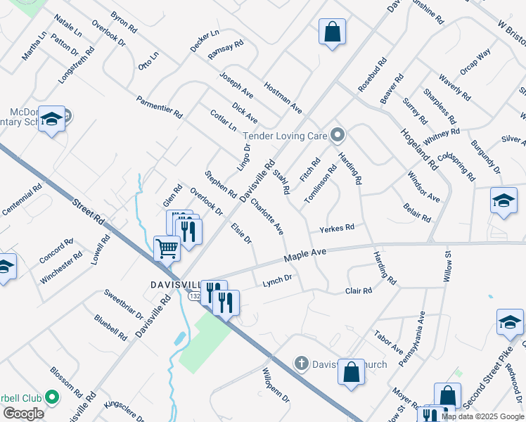 map of restaurants, bars, coffee shops, grocery stores, and more near 52 Charlotte Avenue in Southampton