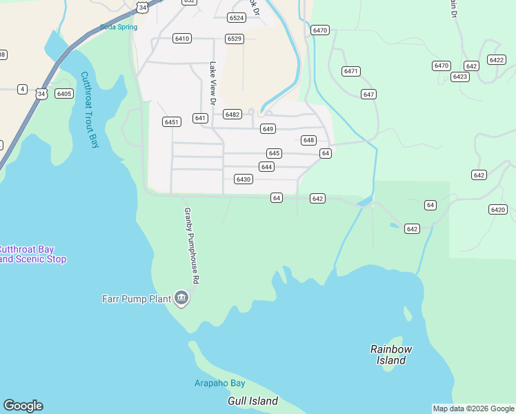 map of restaurants, bars, coffee shops, grocery stores, and more near 928 County Road 64 in Grand Lake