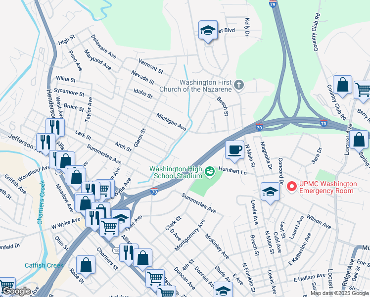 map of restaurants, bars, coffee shops, grocery stores, and more near 1430 Donnan Avenue in Washington
