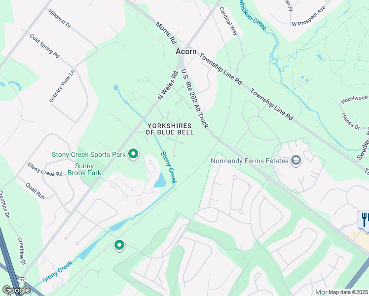 map of restaurants, bars, coffee shops, grocery stores, and more near 382 Dewsbury Place in Blue Bell