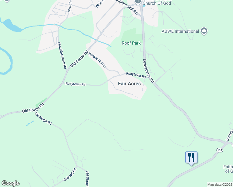 map of restaurants, bars, coffee shops, grocery stores, and more near 349 Bethel Church Road in New Cumberland