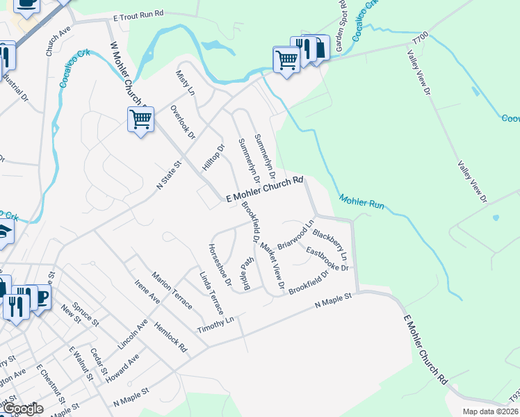 map of restaurants, bars, coffee shops, grocery stores, and more near 79 Blackberry Lane in Ephrata