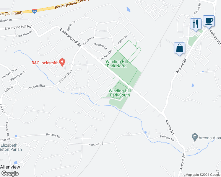 map of restaurants, bars, coffee shops, grocery stores, and more near 914 Macoun Drive in Mechanicsburg