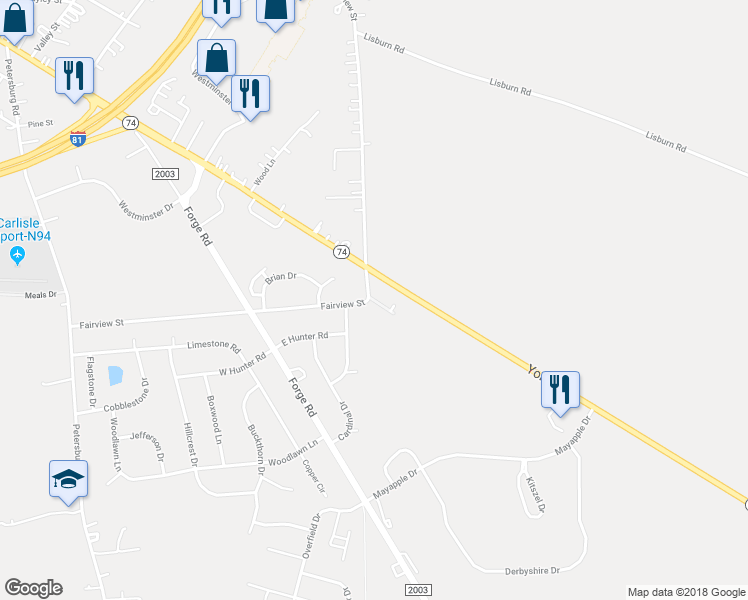 map of restaurants, bars, coffee shops, grocery stores, and more near 19 Wiltshire East Street in Carlisle