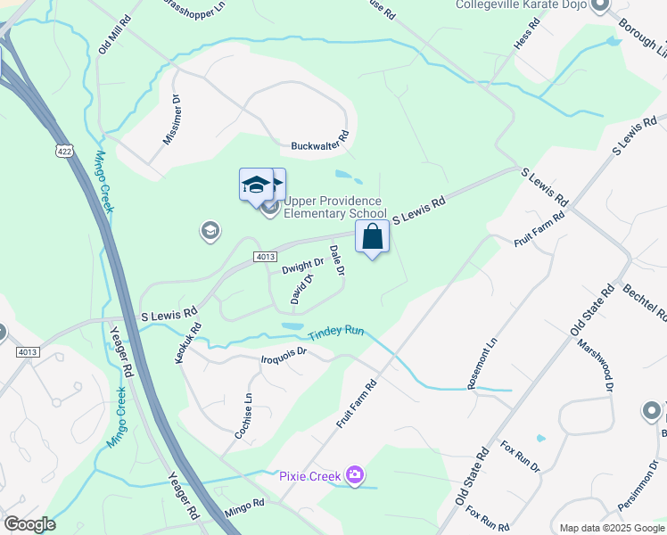 map of restaurants, bars, coffee shops, grocery stores, and more near 34 Dale Drive in Royersford