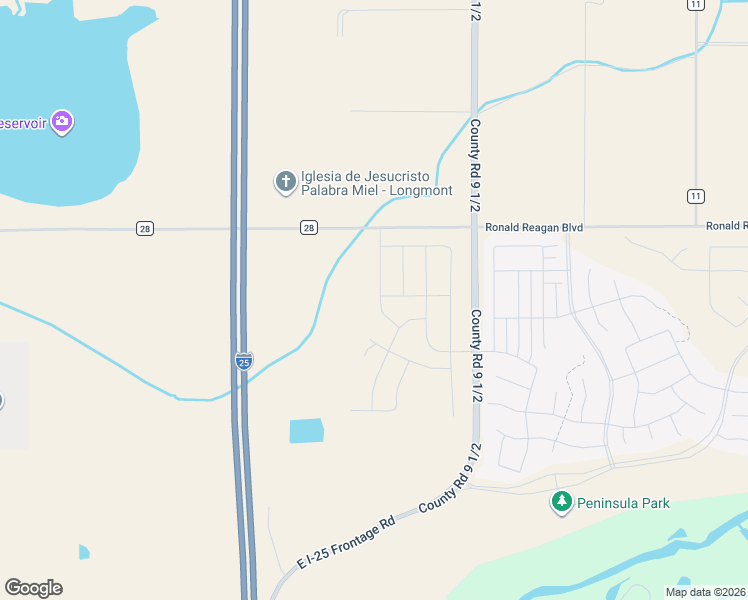 map of restaurants, bars, coffee shops, grocery stores, and more near 4238-4502 County Road 28 in Longmont
