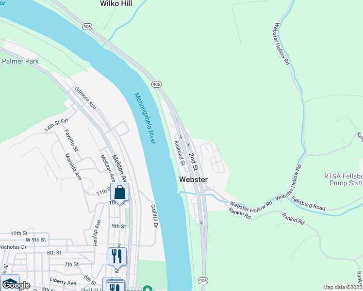 map of restaurants, bars, coffee shops, grocery stores, and more near in Webster