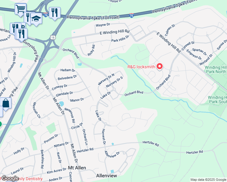 map of restaurants, bars, coffee shops, grocery stores, and more near 603 Inared Court in Mechanicsburg