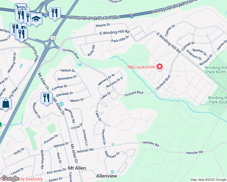 map of restaurants, bars, coffee shops, grocery stores, and more near 603 Inared Court in Mechanicsburg