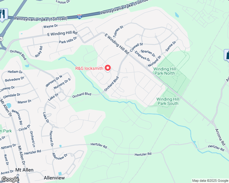 map of restaurants, bars, coffee shops, grocery stores, and more near 601 Keswick Court in Mechanicsburg