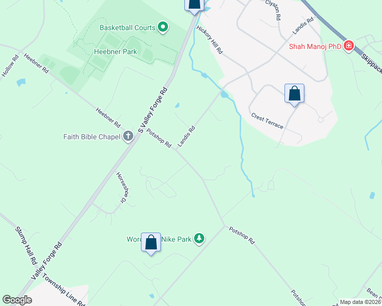 map of restaurants, bars, coffee shops, grocery stores, and more near 2953 Potshop Road in Eagleville