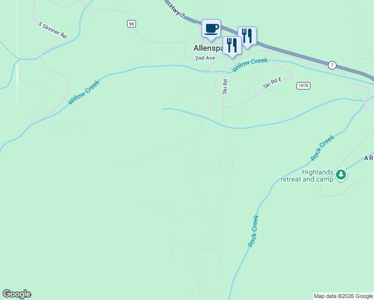 map of restaurants, bars, coffee shops, grocery stores, and more near 251 Haugen Slide Road in Allenspark