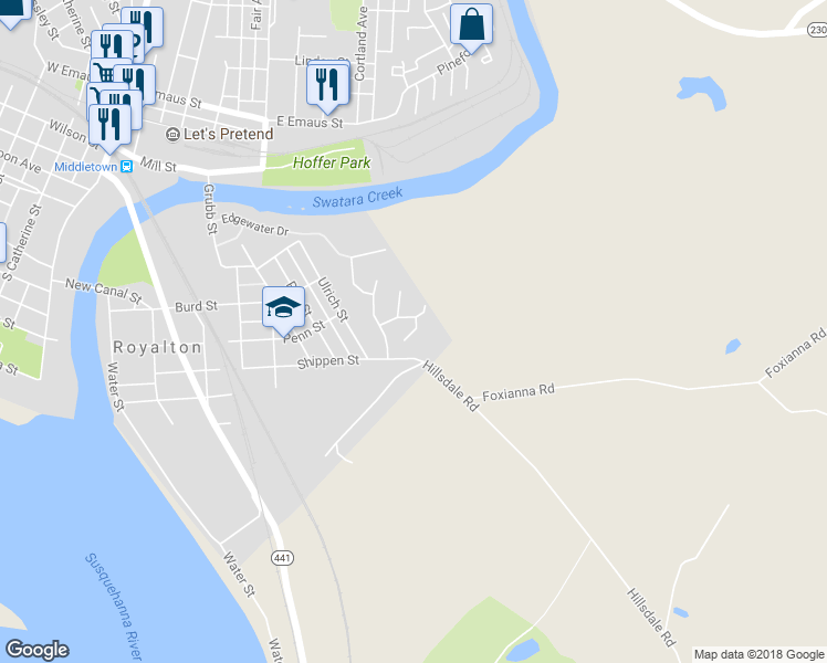 map of restaurants, bars, coffee shops, grocery stores, and more near Pavers Cove Court in Middletown