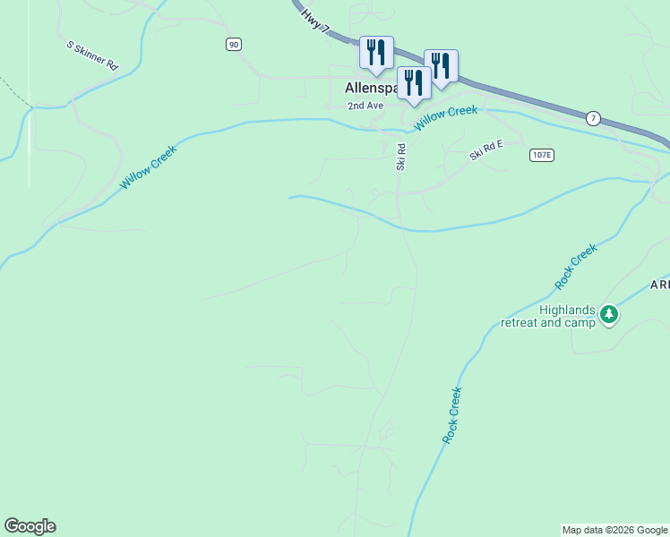 map of restaurants, bars, coffee shops, grocery stores, and more near 251 Haugen Slide Road in Allenspark