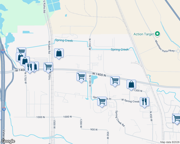 map of restaurants, bars, coffee shops, grocery stores, and more near 1496 Mountain Springs Parkway North in Springville