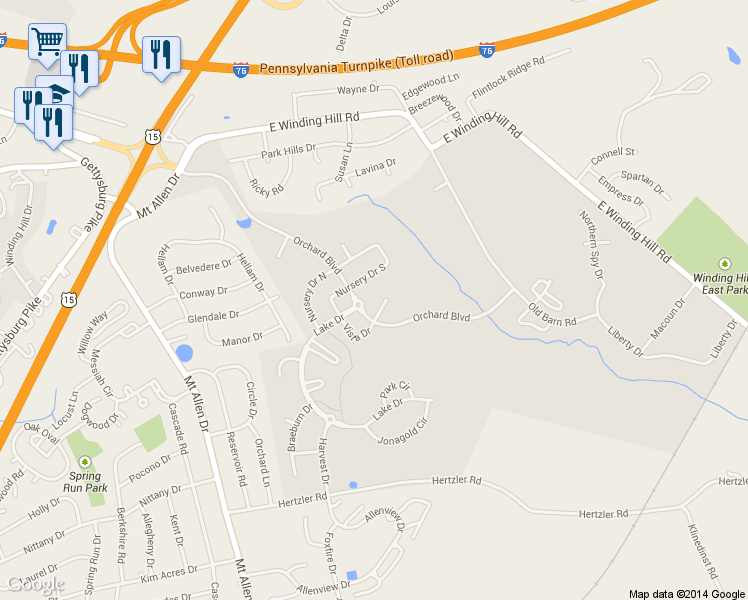 map of restaurants, bars, coffee shops, grocery stores, and more near 603 Inared Court in Mechanicsburg