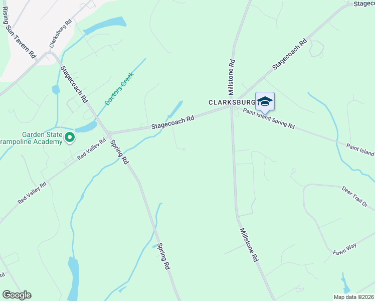 map of restaurants, bars, coffee shops, grocery stores, and more near 447 Stagecoach Road in Millstone