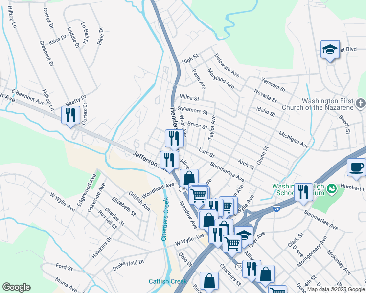 map of restaurants, bars, coffee shops, grocery stores, and more near 1286 Summerlea Avenue in Washington