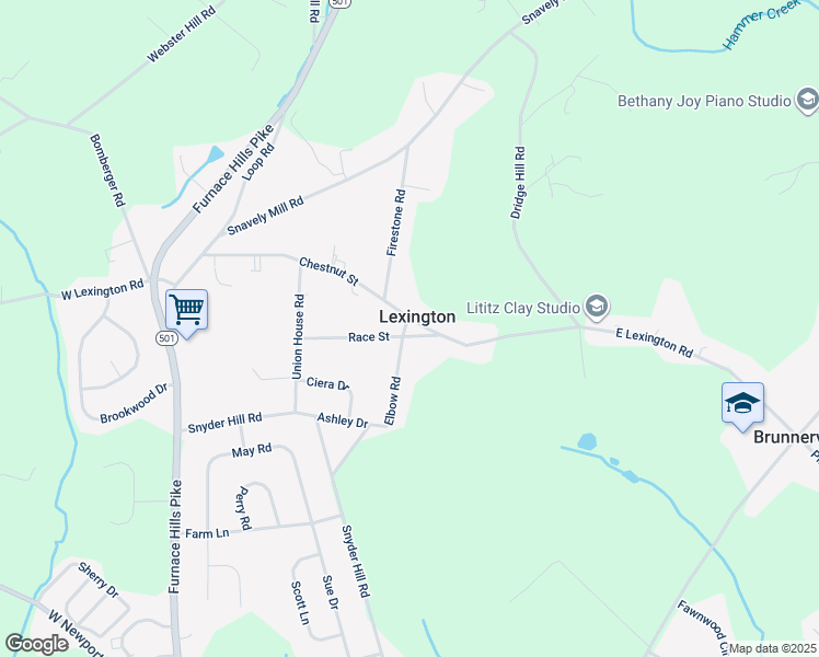 map of restaurants, bars, coffee shops, grocery stores, and more near 154 Chestnut Street in Lititz