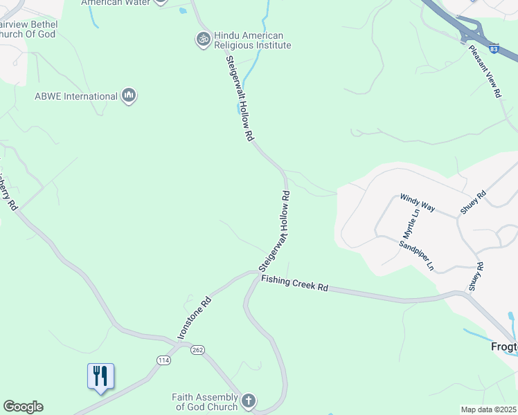 map of restaurants, bars, coffee shops, grocery stores, and more near 387 Steigerwalt Hollow Road in New Cumberland