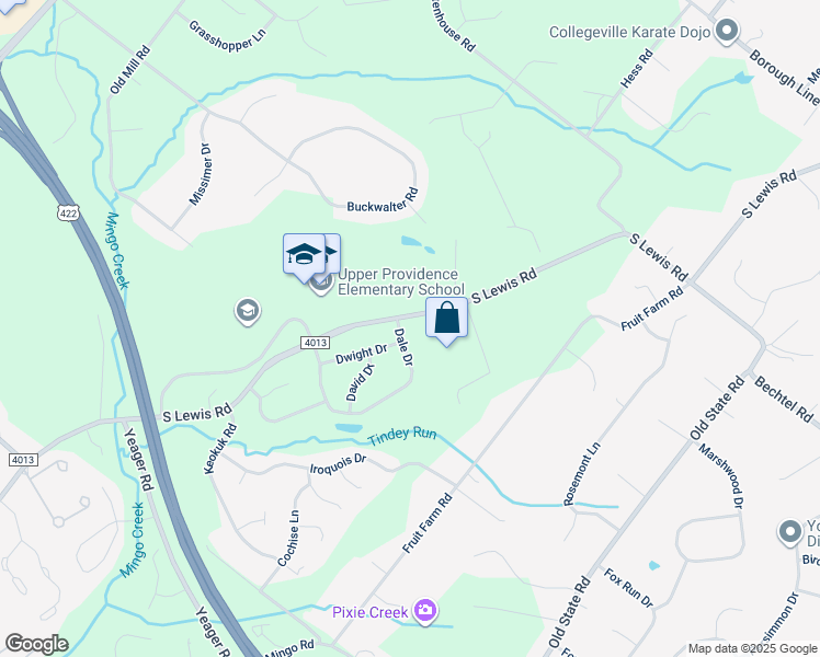 map of restaurants, bars, coffee shops, grocery stores, and more near 37 Dale Drive in Royersford