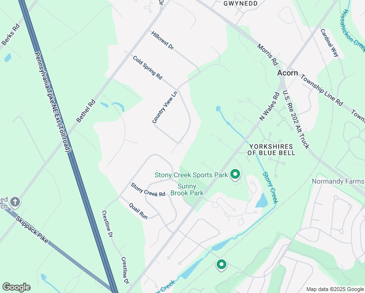 map of restaurants, bars, coffee shops, grocery stores, and more near 2567 Cold Spring Road in Lansdale