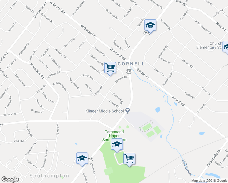 map of restaurants, bars, coffee shops, grocery stores, and more near 611 Paddock Road in Southampton