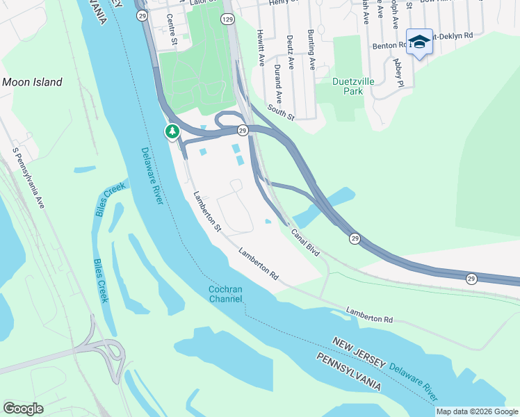 map of restaurants, bars, coffee shops, grocery stores, and more near 1600 Lamberton Road in Trenton