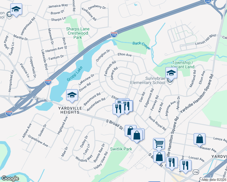 map of restaurants, bars, coffee shops, grocery stores, and more near 21 Elton Avenue in Hamilton Township