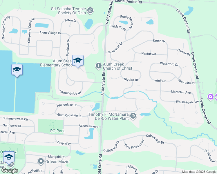 map of restaurants, bars, coffee shops, grocery stores, and more near 6411 South Old State Road in Lewis Center