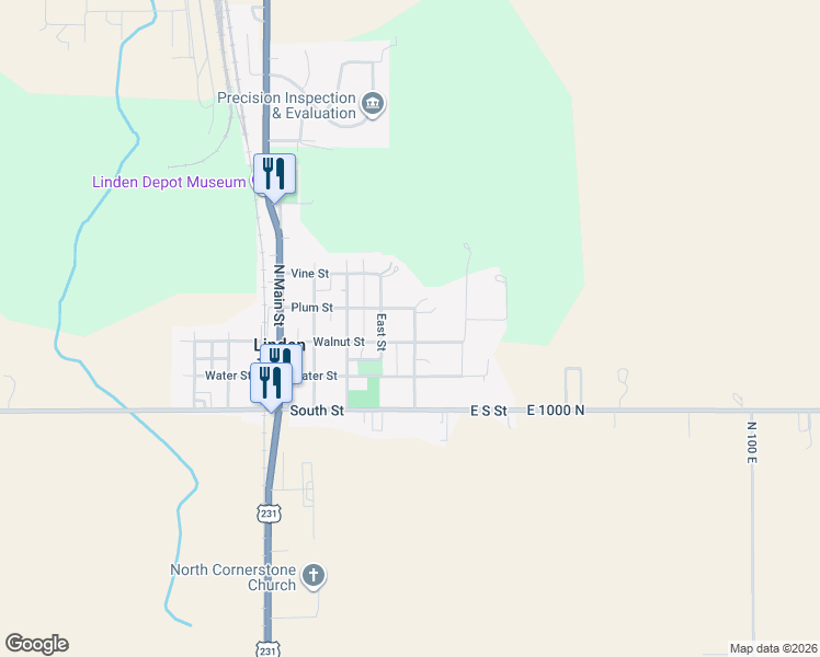 map of restaurants, bars, coffee shops, grocery stores, and more near 409 Walnut Street in Linden