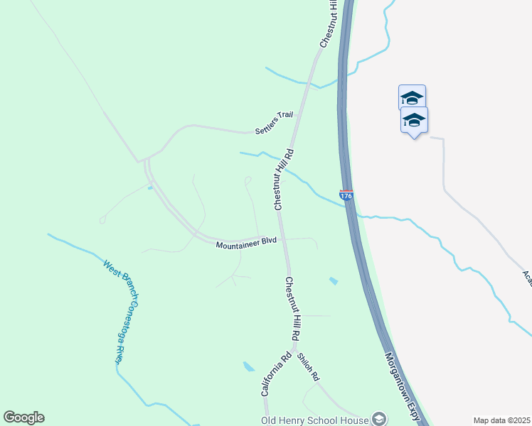 map of restaurants, bars, coffee shops, grocery stores, and more near 31 Broad Ax Pass in Morgantown