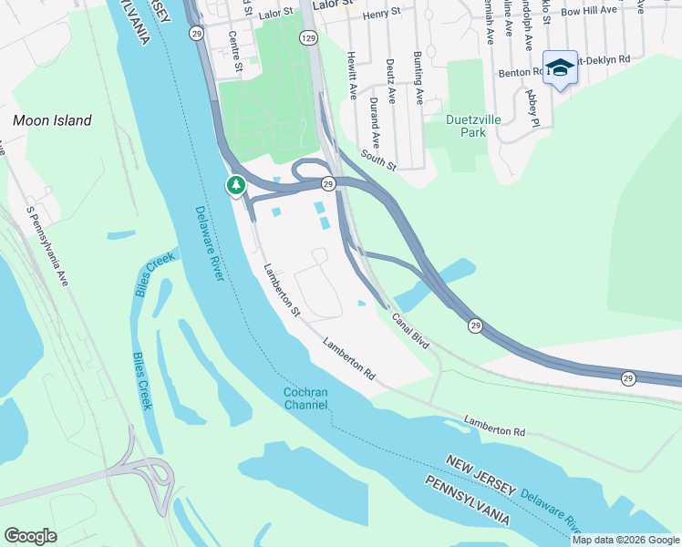 map of restaurants, bars, coffee shops, grocery stores, and more near 1600 Lamberton Road in Trenton