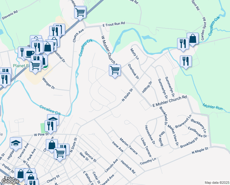 map of restaurants, bars, coffee shops, grocery stores, and more near 28 October Glory Trail in Ephrata