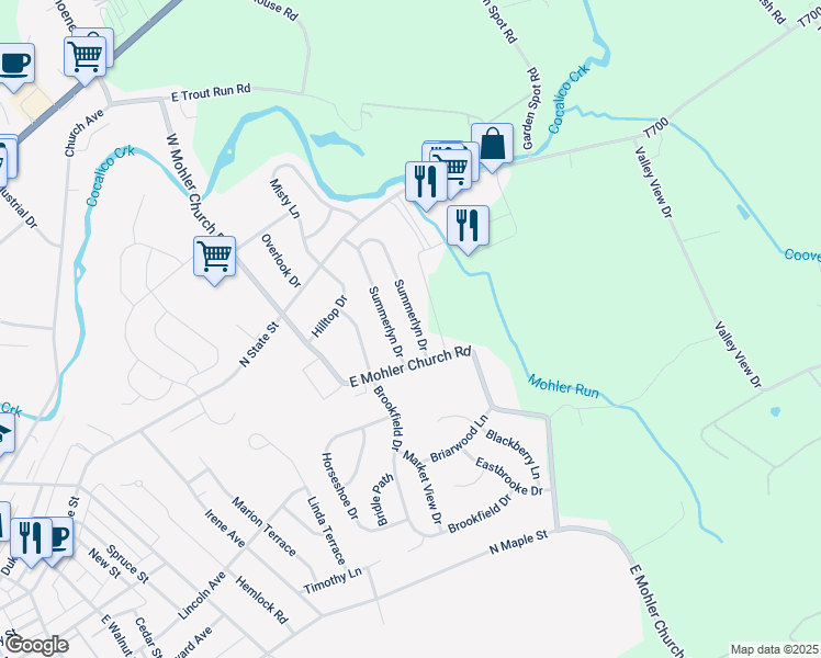 map of restaurants, bars, coffee shops, grocery stores, and more near 106 Summerlyn Drive in Ephrata